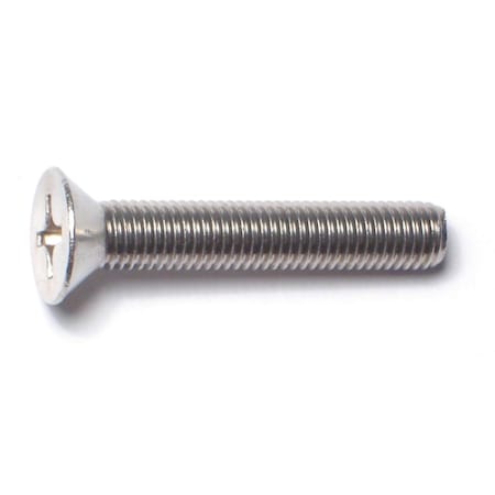 Midwest Fastener 1/4"-28 x 1-1/2 in Phillips Flat Machine Screw, Plain 18-8 Stainless Steel, 6 PK 79064